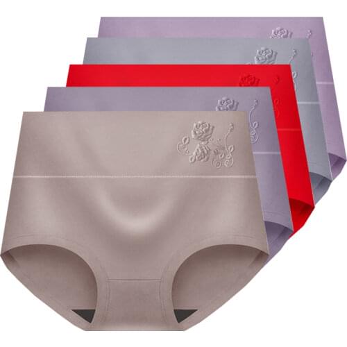 ZJX 5Pcs/lot Cotton Panties High Waist Women Underwear Sexy Lace Comfort Womens Briefs Soft Seamless Slimming Ladies Lingerie