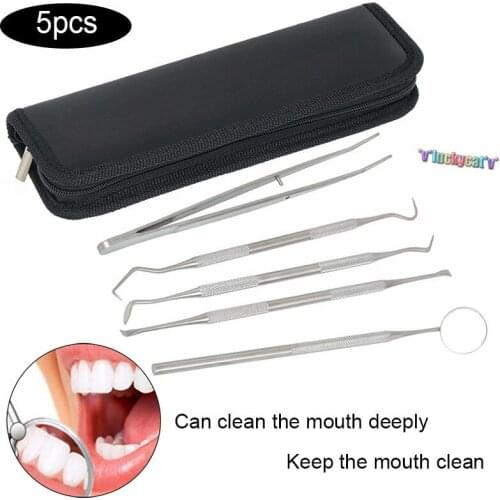 5PCS Dental Mirror Stainless Steel Dental Tool Set Mouth Mirror Dental Kit Instrument Dental Pick Dentist Prepare Tool
