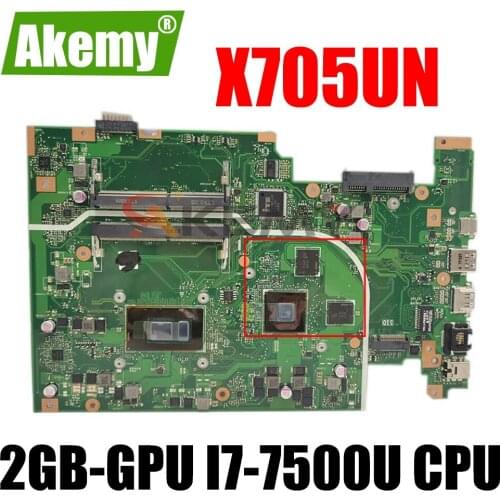 Akemy X705UN Mainboard For Asus Vivobook 17 X705UN X705UD X705UDR X705U Laptop motherboard test 2GB-GPU I7-7500U CPU