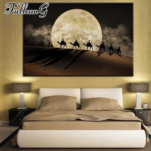 FULLCANG Night Camel Carriage diy full square round drill diamond painting 5d mosaic embroidery sale home decoration FC2934