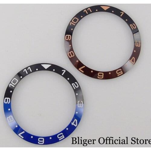 BLIGER Slope New 38mm*30.6mm Black&Coffee / Blue*Black Ceramic Insert fit SUB/GMT Watch