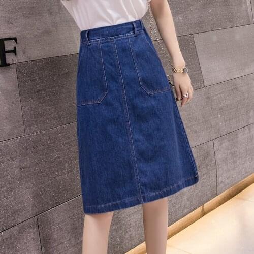 Denim Midi Plus Size Oversized Korean Fashion High-Waisted Vintage Summer WomenS Clothing Skirt Vetement Femme 2021