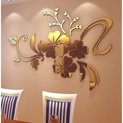 Exquisite Flower 3D Mirror Wall Stickers Acrylic Removable Decal Art Mural Home Bedroom TV Background Decoration new 2020