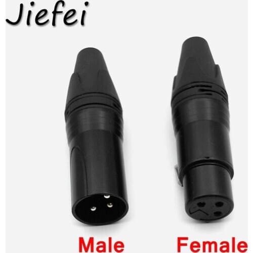 10-100Pcs XLR 3Pin Audio Microphone Cable Connector Black Male or Female MIC Plug Cable Connect XLR Adapter