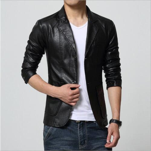 Plus Size M-7XL Spring Autumn Men Washing PU Leather Motorcycle Jackets for Male Coat Color Khaki / Brown / Black / White /Red