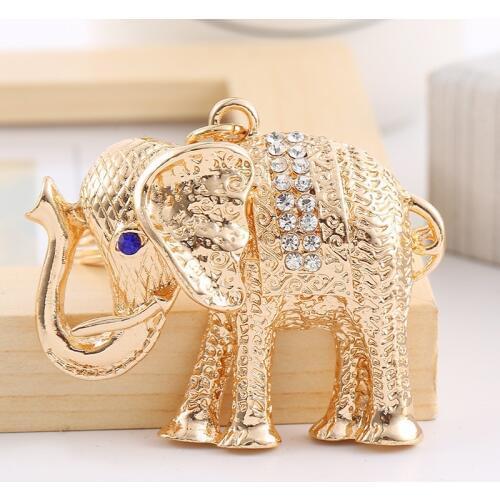 Creative Thai Elephant Decoration Pendant Animal Alloy Rhinestone Keychain Bag Charm Small Gift Wholesale