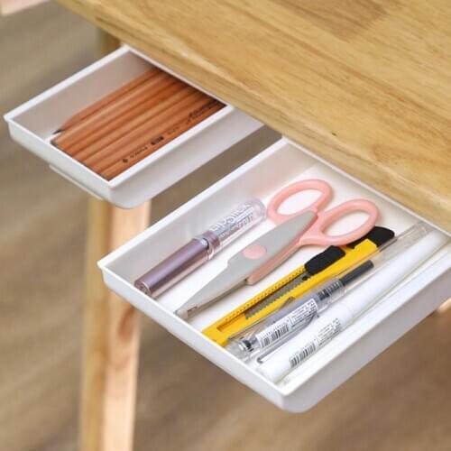 Creative Kitchen Desk Organizer Storage Box Sundries Stationery Bedroom Pen Holder Box Container Adhesive Drawer Under Table New