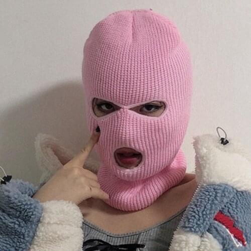 Winter Warm Full Face Cover Motorcycle Ski Mask Hat 3 Holes Balaclava Army Tactical CS Windproof Knit Beanies Hat Scarf Masks