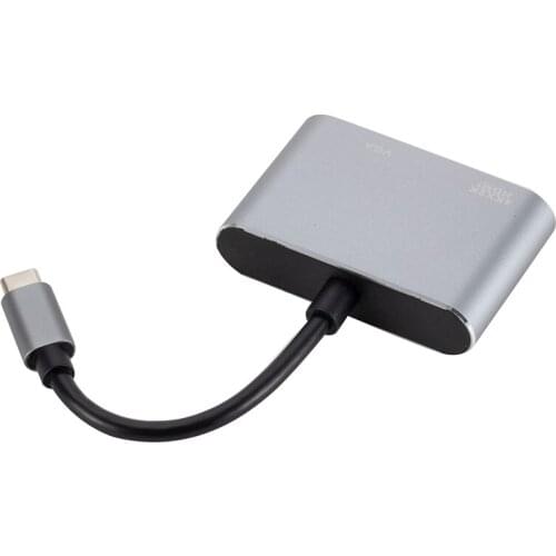 USB 3.1 Type C To VGA Multiport Adapter USB C To -compatible 4K UHD Converter Ports HUB Charging Adapter