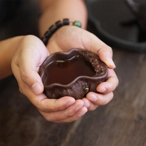 Monohydrate hall yixing purple sand sample tea cup lotus bowl pu 'er individual cup of kung fu tea cups