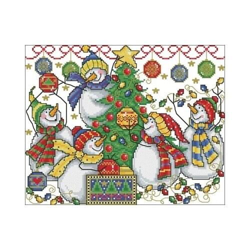 Joan Elliott Little Snowman Christmas Counted Cross Stitch 11CT 14CT 18CT Cross Stitch Kits Embroidery Needlework Sets