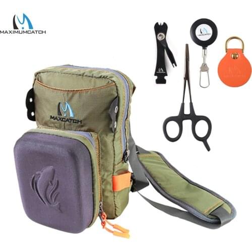 Maximumcatch Fly Fishing Chest Bag Safe Guide Army Green Fishing Bag with Molded Fly Bench and Fishing Tools