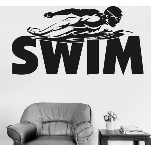 New Style Swimming Boy Wall Stickers Decal For Teen Bedroom Art Decor Vinyl Mural Removable Waterproof Sports Wall Decals LC406