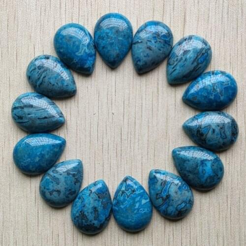 Wholesale 20pcs/lot Fashion good quality natural blue onyx drop CABOCHON no hole beads 25x18mm for jewelry making free shipping
