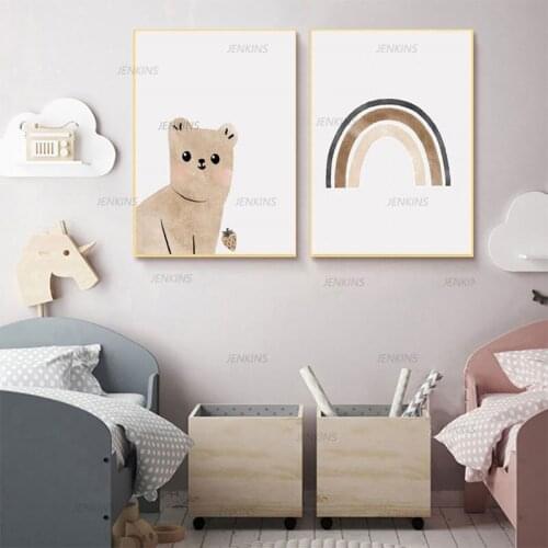Sun Posters Cartoon Animal Elephant and Prints Giraffe Canvas Prints for Childrens Room Decoration Painting Pictures for Kids