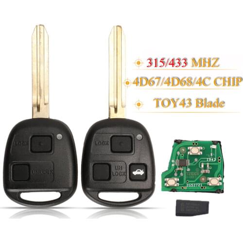 Kutery Internal Assembly Remote Key Fob 2/3 Buttons 315 Mhz Id68/4c Chip For Toyota Camry Transmitter Core Remote Board Pcb