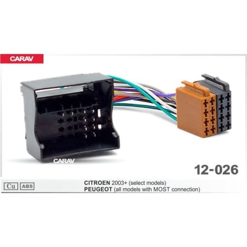 CARAV 12-026 ISO Radio for CITROEN for PEUGEOT all Models with Most connection Wiring F-Harness Wire Cable Plug Adaptor Stereo