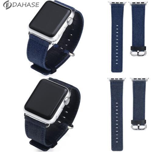 Sports Blue Denim Wrist Strap for Apple Watch Series 1 2 3 4 5 Band Replacement Belt for iWatch 42/44mm 38/40mm Jean Wristband