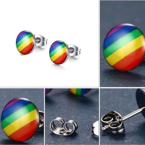 Boucle d'oreille Femme 2018 Fashion Jewelry Korean Multi Color Enamel Pride Pin Gay Earrings Brinco Stud Earrings For Women