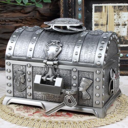 Jewelry Box Retro Metal Craft with Lock Jewelry Box European Creative Pirate Jewelry Box Jewelry Receiving Gift Box