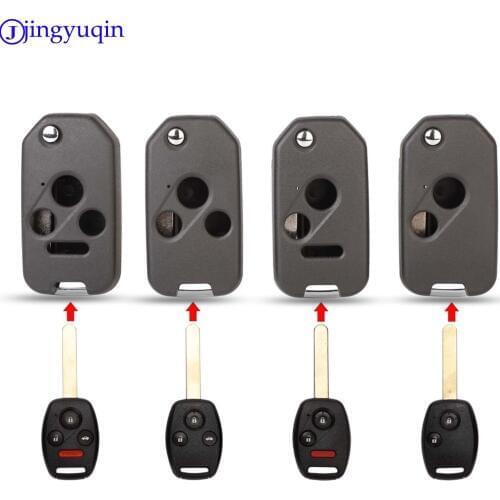 Jingyuqin Blade 3+1 2+1 2/3 Buttons Folding Flip Remote Key Shell Cover For Honda Odyssey Rigeline Accord CRV Civic