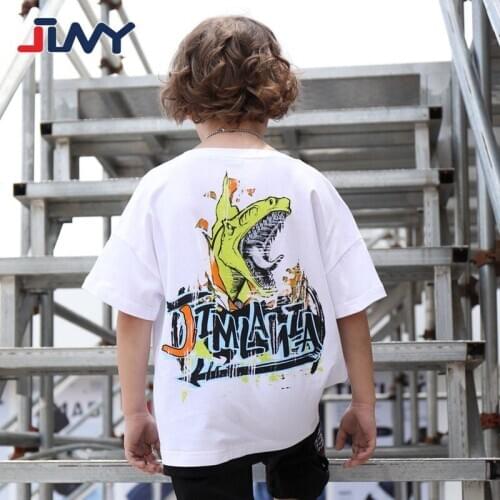 Popular Brand Sports Girls T-Shirts Boys Shirts 2020 Summer New Cotton Big Child Clothes Live Kids Dinosaur Printing Tops Tees