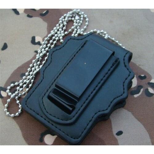 American Badge Holder Universal Badgeholder Genuine Leather Detective Badge Holder with Bead Chain & Clip Multifunctional