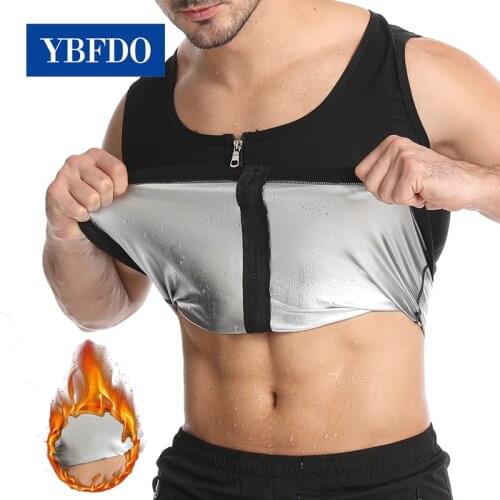 YBFDO 2021 Men Zip Vest Silver ion coating Weight Loss Workout Sports Tank Tops Effect Fat Burning Waist Trainer Slimming Shaper