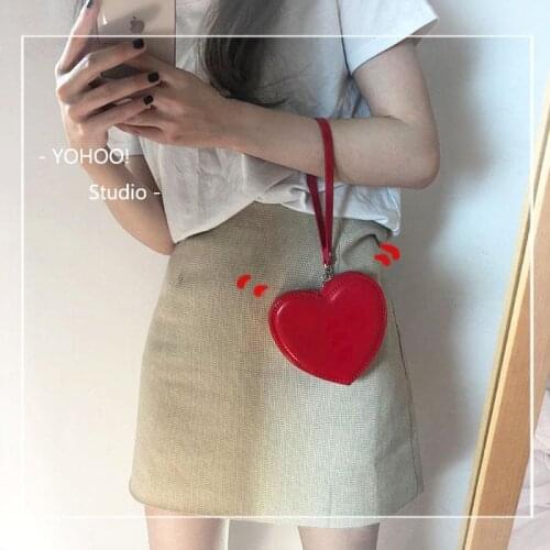 Korean Style Girlish Heart Love Coin Purse Polyurethane Card Holder Coin Bag for Women