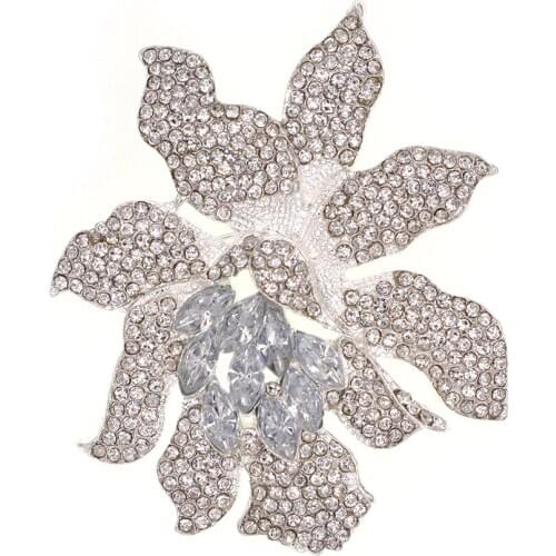 Crystal Rhinestone Large Flowers Brooch Pins Woman Jewelry Gift Brooches