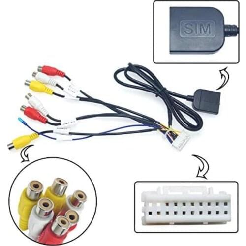 20-pin Extended Interface RCA AUX-in/Out Cable with SIM Slot for Android Head Unit Stereo