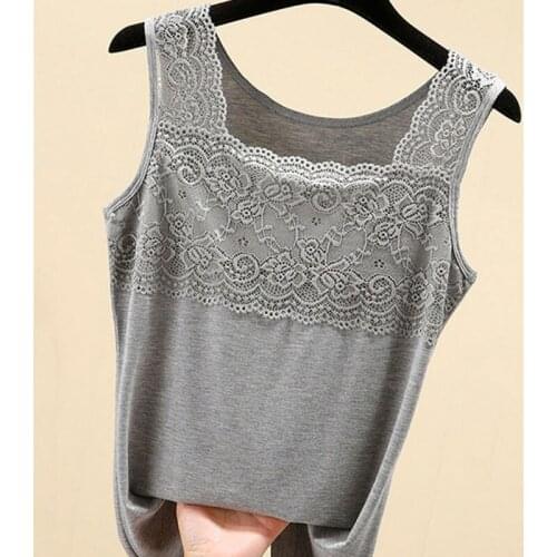 2021 Women Spring Summer Elegant Modal Sling Camisole Lady Lace Square Collar Sleeveless Vest Female Casual Sexy Solid Vest D929