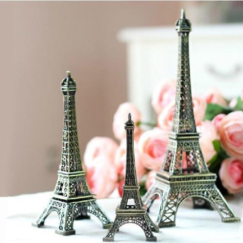 30cm Europe Bronze Tower in Paris Building Model, France Molding Ornaments Home Decor Photography Props Romantic Gift
