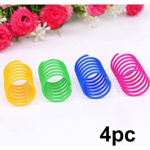 4PCS Cat Spring Plastic Toy Colorful Coil Spiral Interactive Cat Toy Funny Play Game Cat Teaser Product Toy Pet Accessory