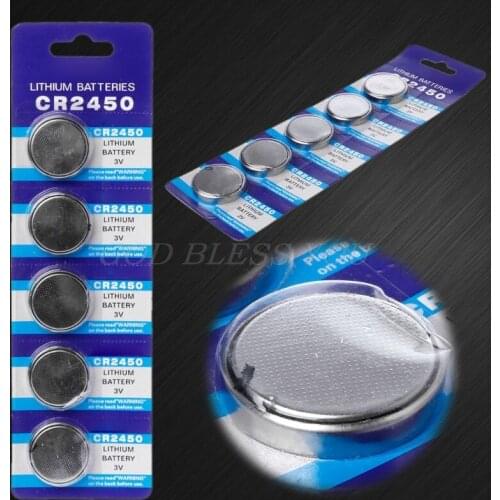 5PCS Button Battery CR2450 Electronic Lithium Coin Cell Batteries 3V KCR2450 5029LC LM2450 Watch Toy Remote Drop Shipping