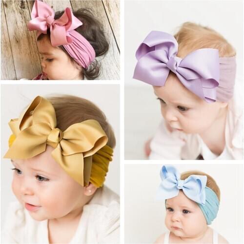 6.3 Inch Solid Hair Bows Headband Girls 2020 Hot Sale Elastic Hair Bands for Kids Turban Head Wrap Headwear Hair Accessories 227