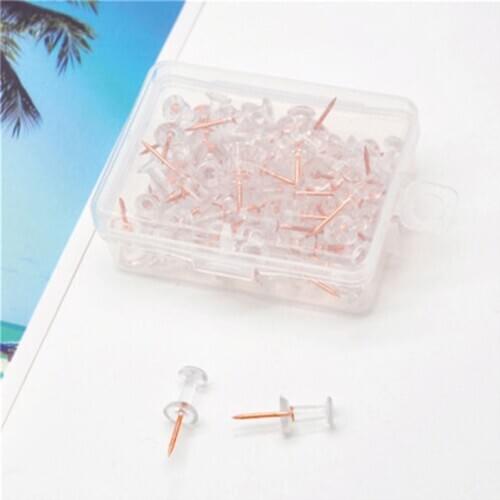 60 pcs Transparent Rose Gold Push Pins Thumb Thumbtack Board Pins Drawing Photo Wall Studs Office School Supplies
