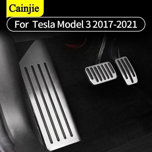 Aluminum Alloy Foot Pedal Accelerator Brake Pedal Rest Pedal Pads Mats Cover For Tesla Model 3 Accessories Car Styling
