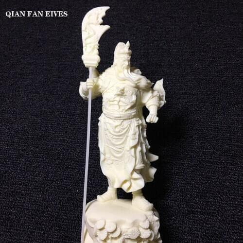 White God of War Guan Gong Statue，Modern art sculpture，Chinese mythical figure Guan Yu，High-end home decoration statue