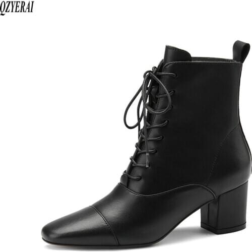 Women boots Ankle boots Genuine leather Fashion boots Short boots 2020 new autumn winter cowhide Women shoes