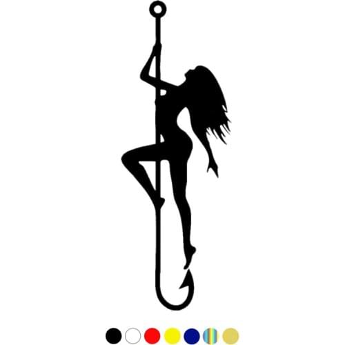 CS-10096# Funny Vinyl Decal Girl on Fish Hook Car Sticker Waterproof Auto Decors on Truck Bumper Rear Window