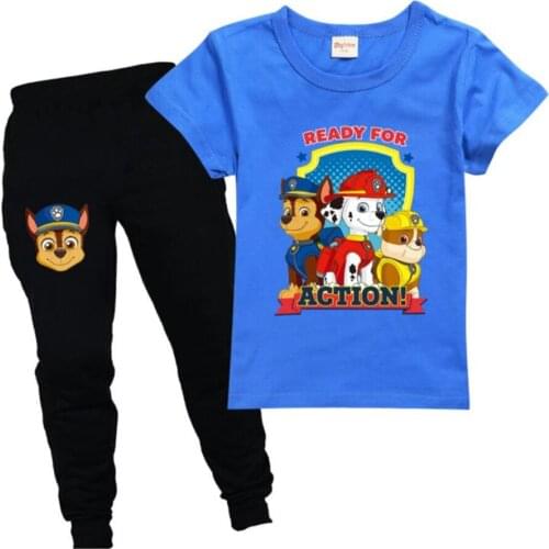 Disney cartoon childrens wear childrens wear the new summer 2021 cotton short sleeve T-shirt + leisure pants suit