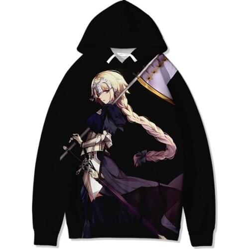 Unisex Anime Cos FGO Fate Pullover 3D fate Saber Altria Pendragon Joan of Arc Casual Hooded Hoodie Sweatshirts Jumper Coat