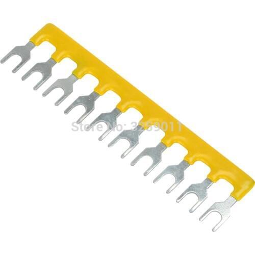 1PCS TB1510 TBD-15A 10 Positions 15A Wire Connector Pre Insulated Fork Type Barrier Spades Terminal Strip Jumper Block red black