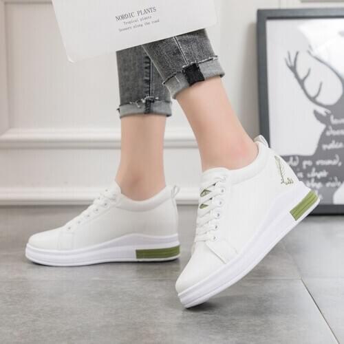 Hidden Wedge Sneakers Platform Wedges White Female Sneakers Femme 6cm Heel Sneaker Fashion Casual Sneakers Woman Vulcanize Shoes