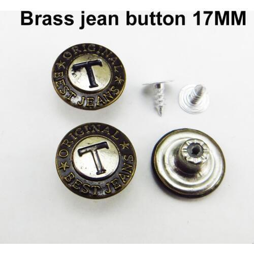 50PCS 17MM brass JEAN buttons design Decorative trousers brand round word button clothes accessory MJB-303
