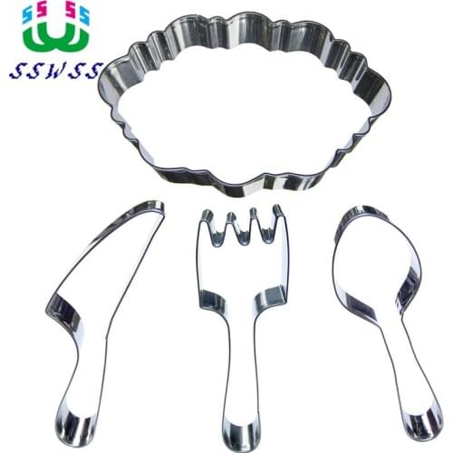 Spoon Fork Knife Three Pieces Of Western Tableware Shape Cake Decorating Tools,Cookie Biscuit Baking Molds,Direct Selling