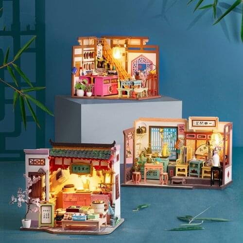 DIY Wooden Dollhouse China Style Architecture 3D Doll Houses Miniature With Furniture Assemble Toys For Kids Christmas Gift Casa