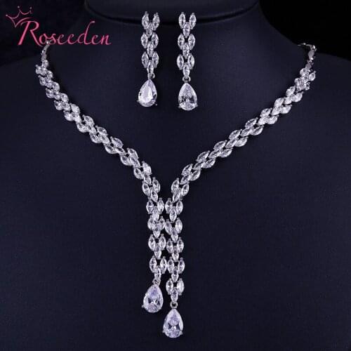 Fashion Cubic Zirconia Necklace Earring Zircon CZ Wedding Bridal Jewelry Set Bridal Party Jewelry RE4287