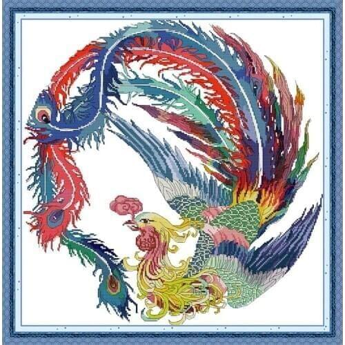 Joy Sunday Lucky Bird Stamped Cross Stitch Kit Material Pack Animal Chinese Cotton 11CT 14CT Printing Decoration Home Embroidery